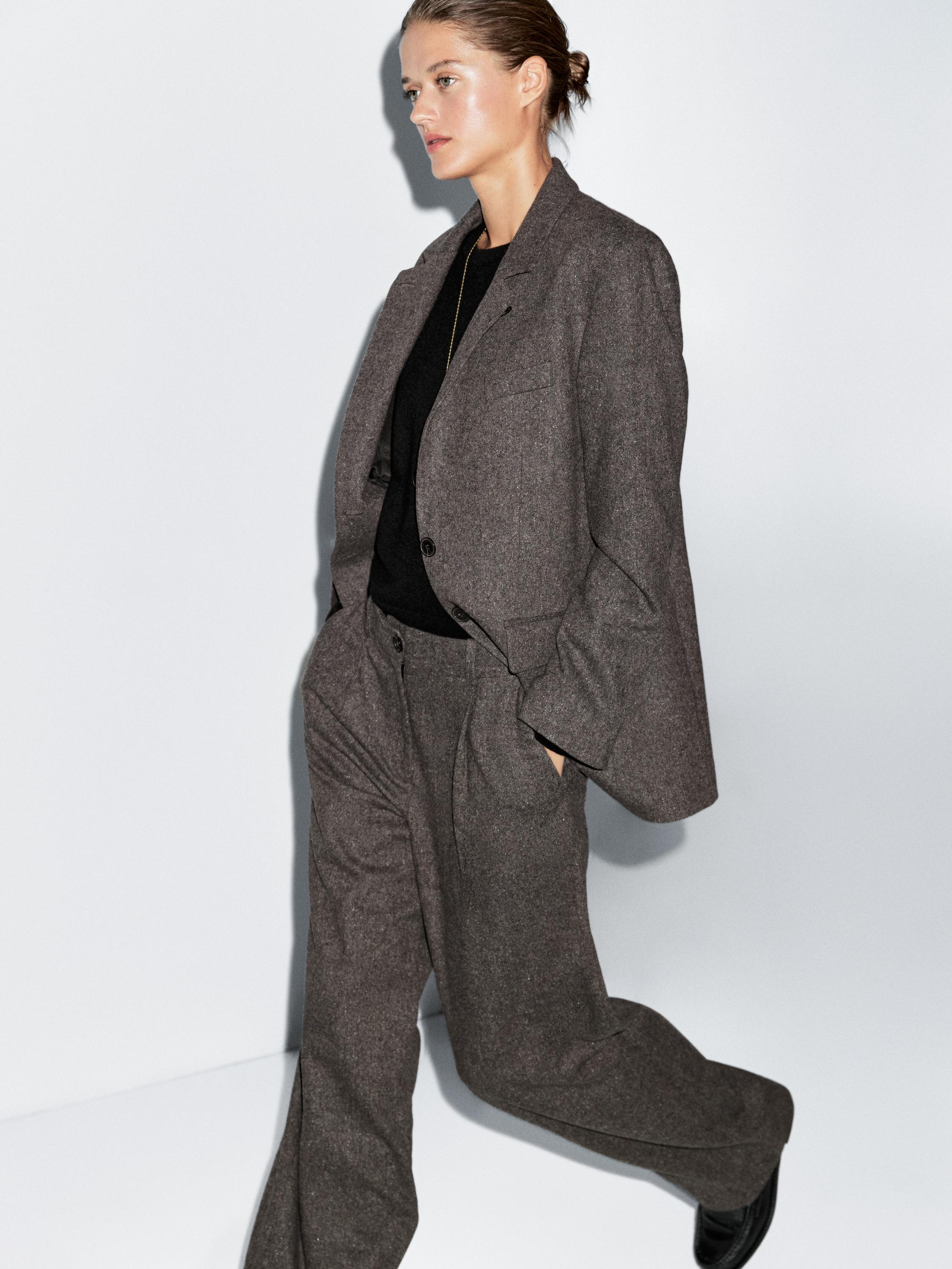 Knickerbocker yarn effect suit trousers